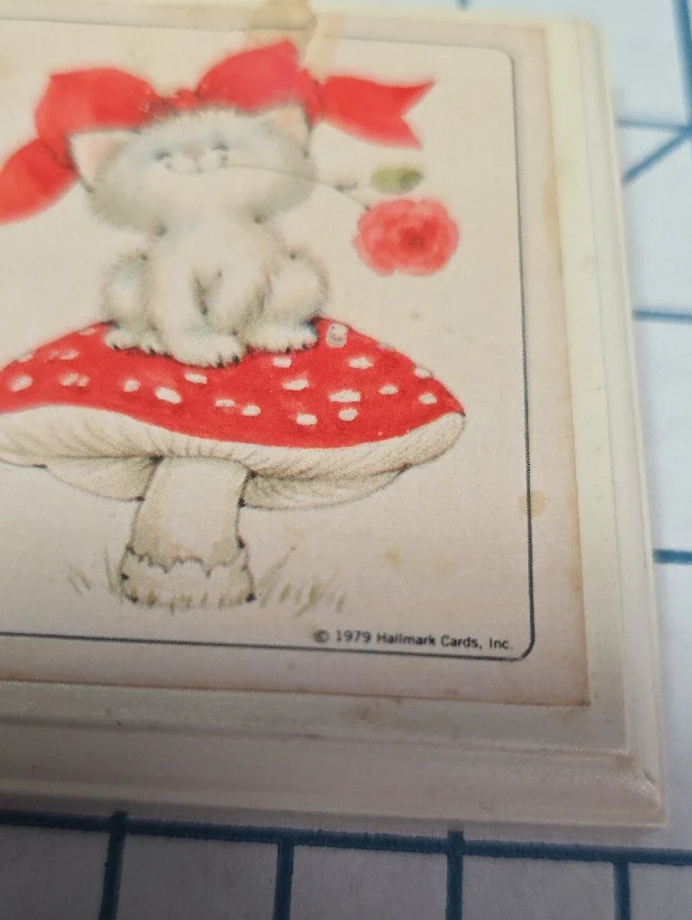 Hallmark Plaque 1979 - Smile! It makes the world brighter! Kittten & Mouse VTG